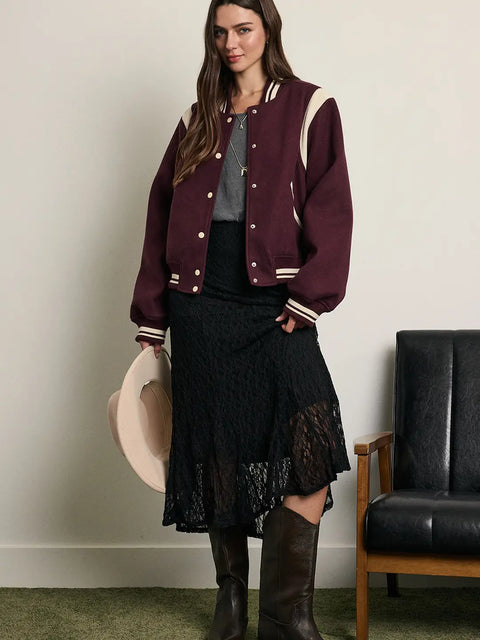 Quilting Vintage Varsity Bomber Jacket