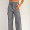 Gingham Ruffle Trim Straight Leg Pants