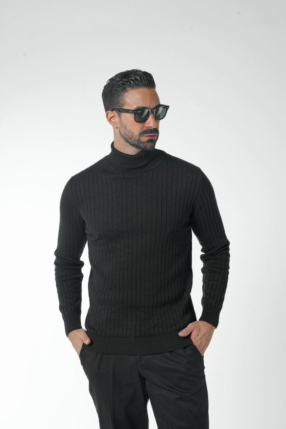 Black Ribbed High Neck-Sweater-Donato-M-Urbanheer