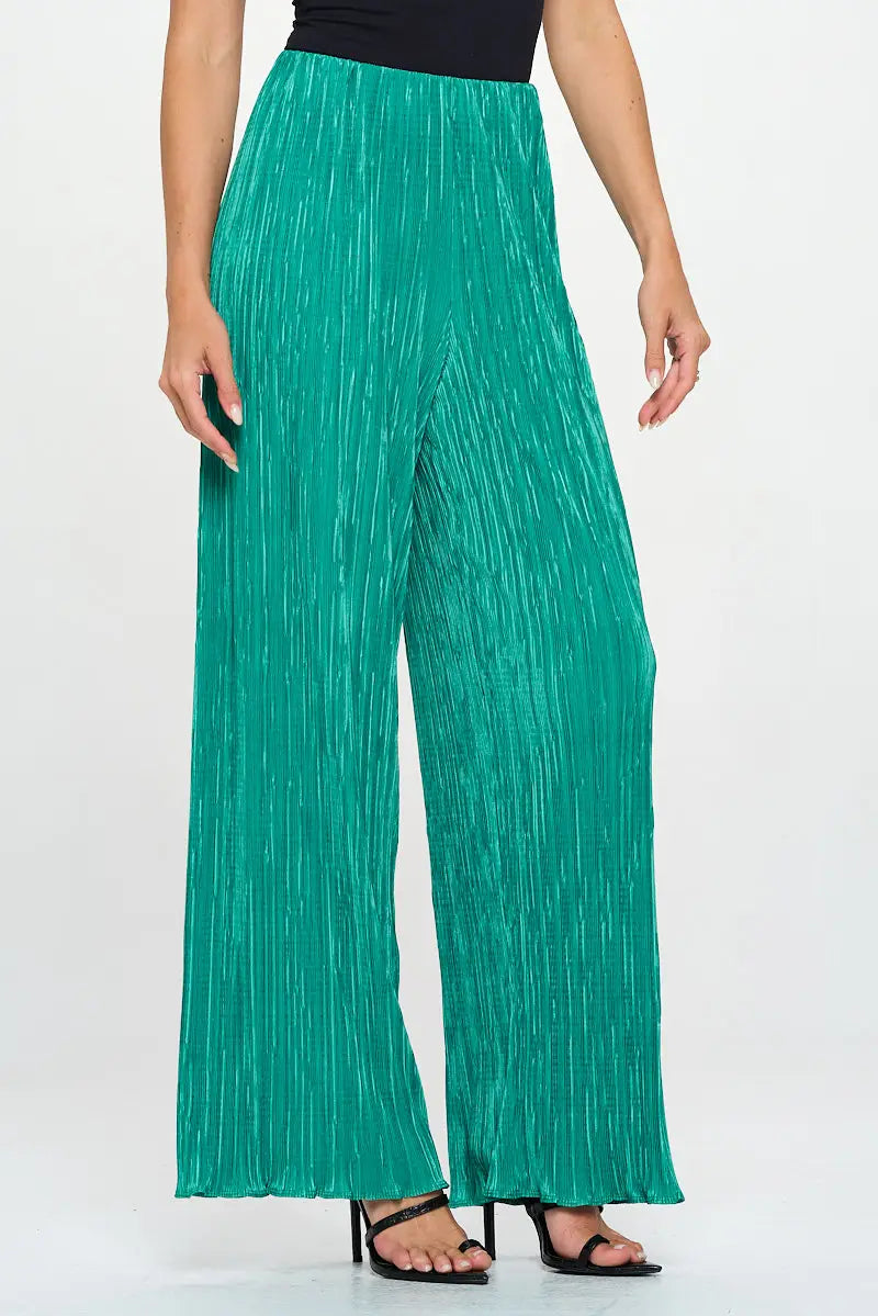 Vibrant Plisse Lined Straight Pants-Renee C.-S-Urbanheer