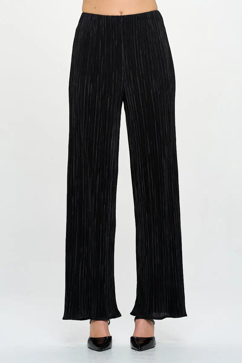 Vibrant Plisse Straight Leg Pants-Renee C.-S-Urbanheer