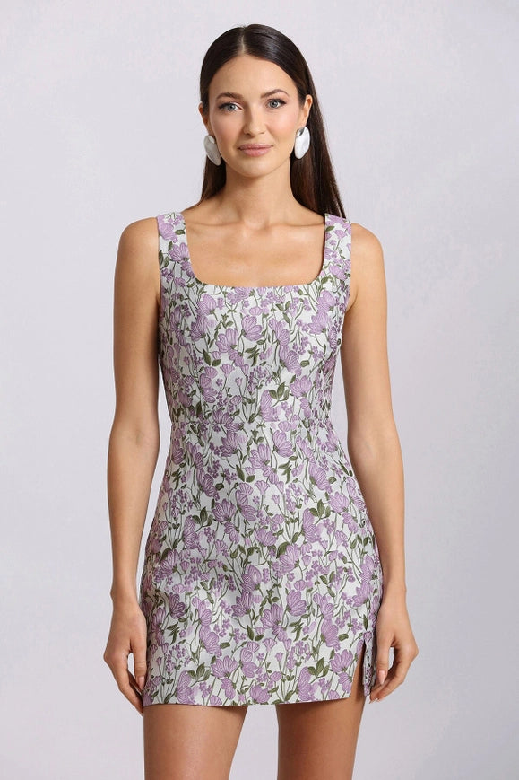 Floral Jacquard Tailored Mini Dress-dress-Avec Les Filles-6-Urbanheer