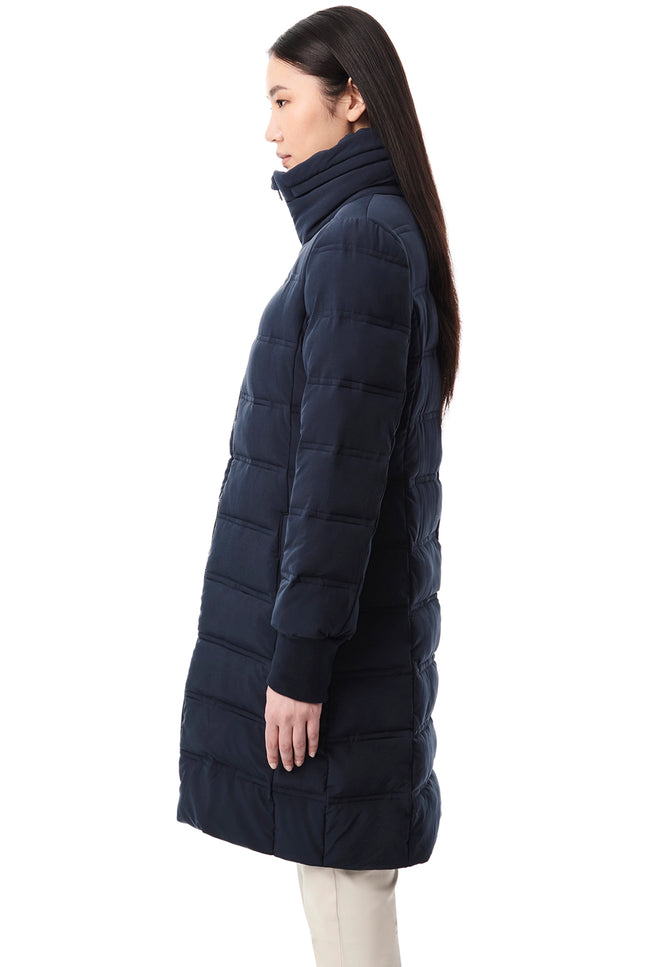 Horizontal Quilt Puffer Jacket - Navy-Clothing - Women-Bernardo-Urbanheer