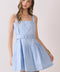 Pleated Bodice Square Neck Matching Belt Dress