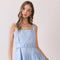 Pleated Bodice Square Neck Matching Belt Dress