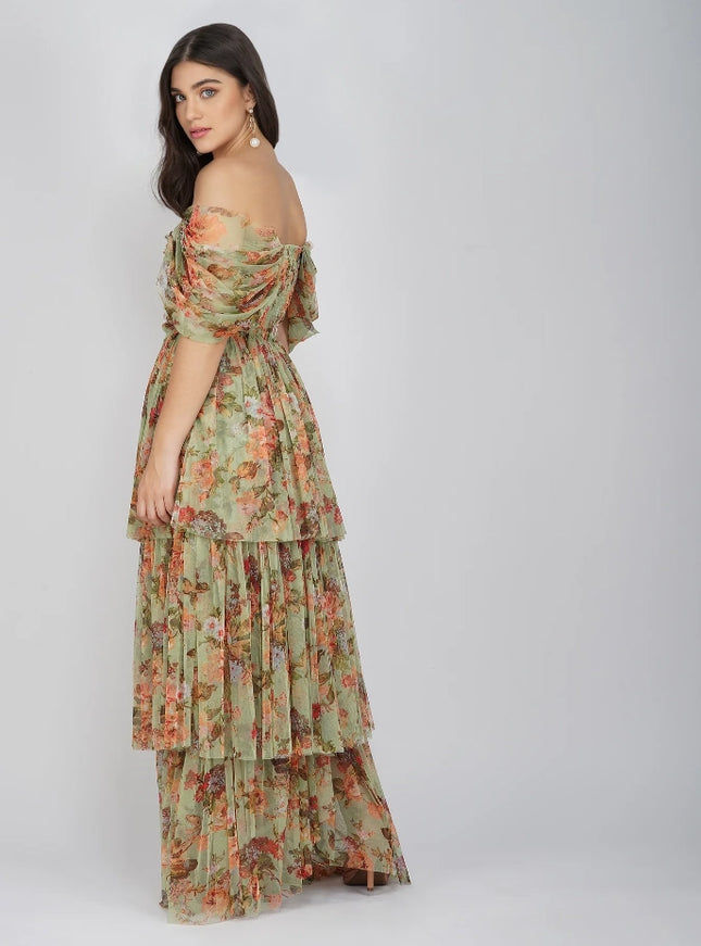 Sydney Maxi Green Floral-Lace & Beads-Urbanheer