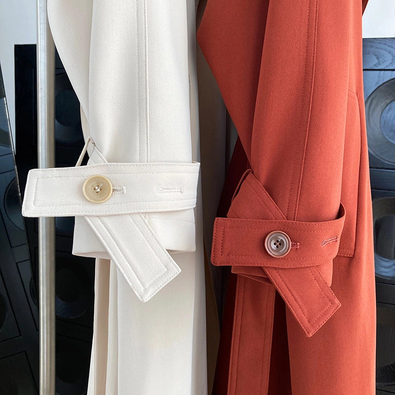 Draping British Loose Mid-Length Over The Knee Trench Coat Beige-Coat-Blak Wardrob-S-Urbanheer