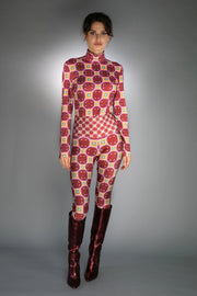 Comfortable Stretchy Stars Rainbow Dark Red Ladies Leggings-Nuvula-XS-Urbanheer