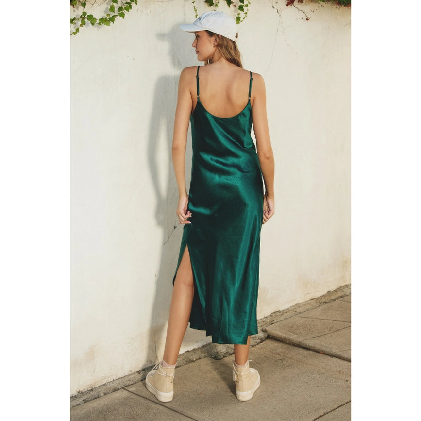 Reflection Cowl Neck Slip Dress Hunter Green-Dress-Dress Forum-S-Urbanheer