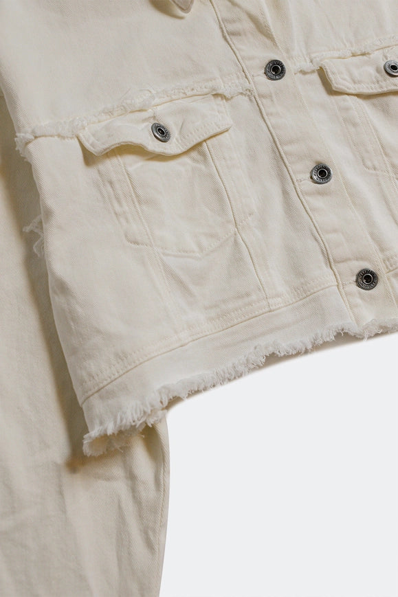 Cropped Denim Trucker Jacket in White-Shacket-Q2-Urbanheer