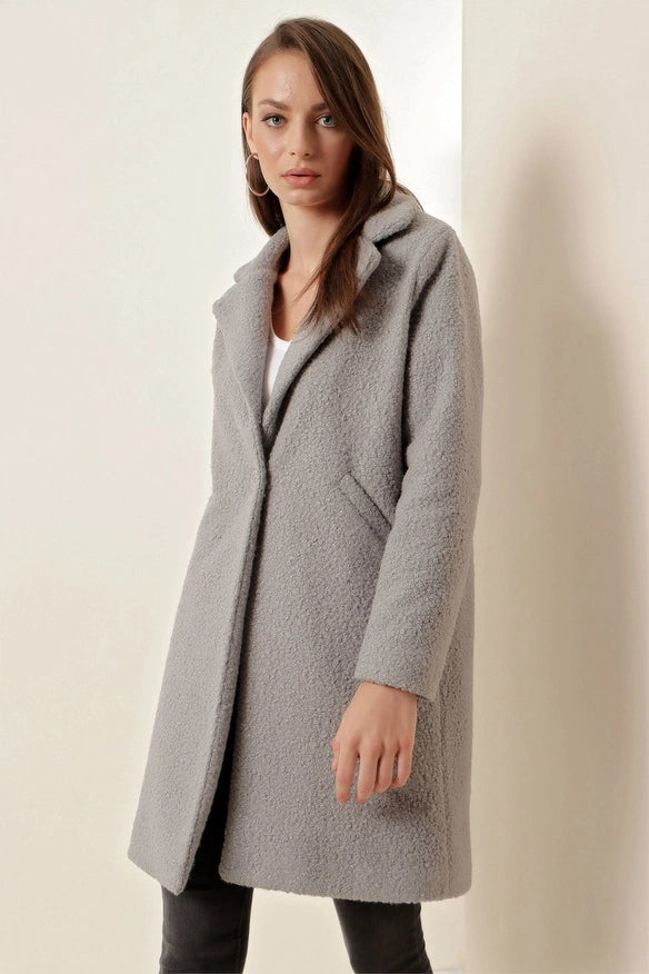 Stylish Classy Women Coat Gray-Coat-Blak Wardrob-Gray-Urbanheer