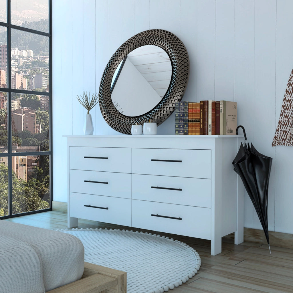 Luxor Six Drawer Double Dresser-Furniture > Cabinets & Storage > Chest of drawers-FM FURNITURE-light oak-Urbanheer