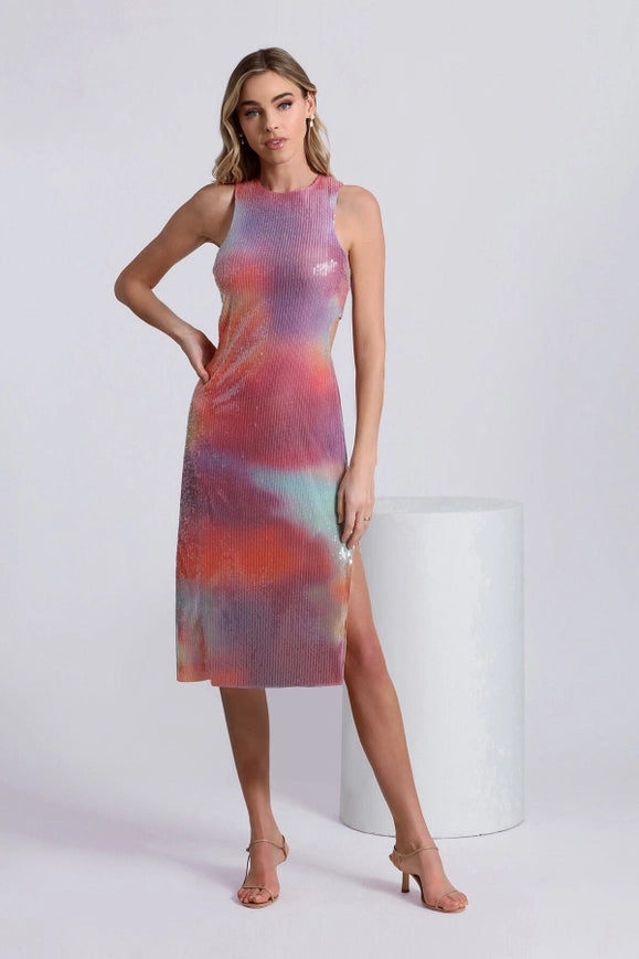 Tie Dye Sequin Cut-Out Midi Dress-Dress-Avec Les Filles-4-Urbanheer