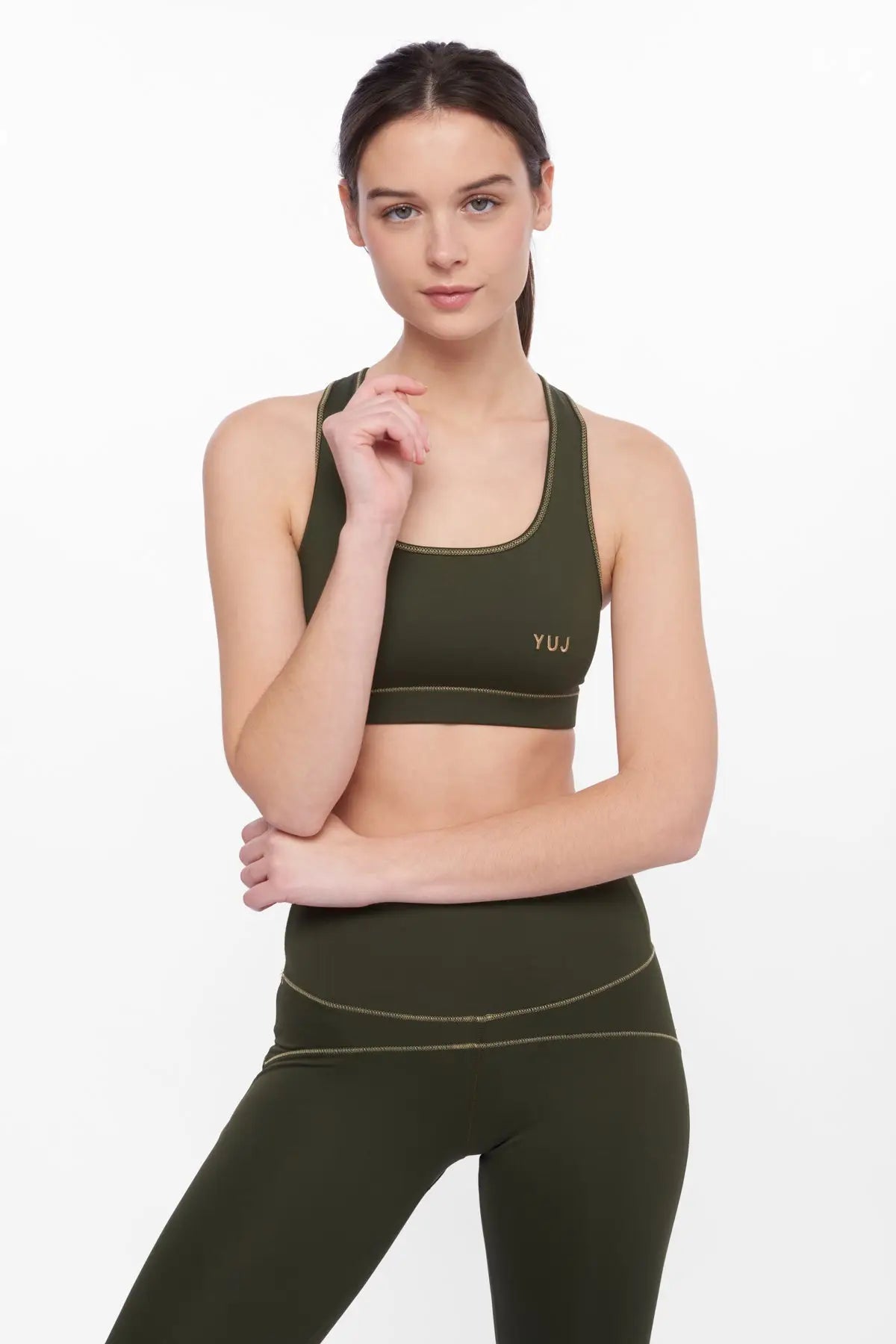 Anahata Khaki/Gold Bra-Yuj Paris-XS-Khaki with gold stitching-Urbanheer