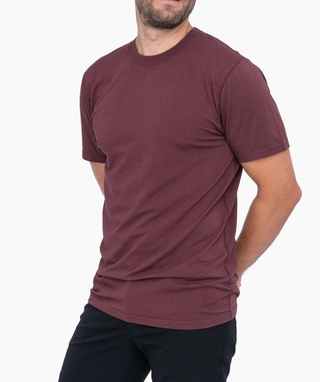 Pima Cotton Blend Short Sleeve Tee-Mono B-S-Burgundy-Urbanheer