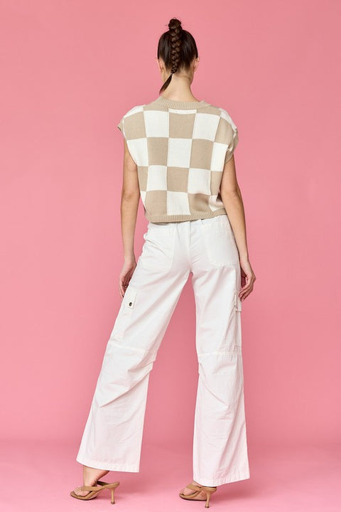 Hannah Loose Fit Checker Knit Top Taupe-TOP-Papermoon-Taupe-S-Urbanheer