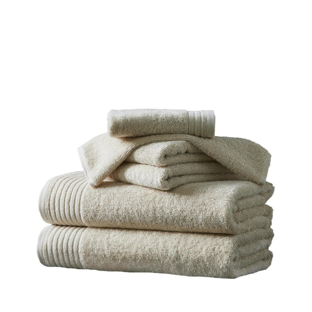 6 Piece Set Cotton Bath Towels - Kasper Collection Oatmeal
