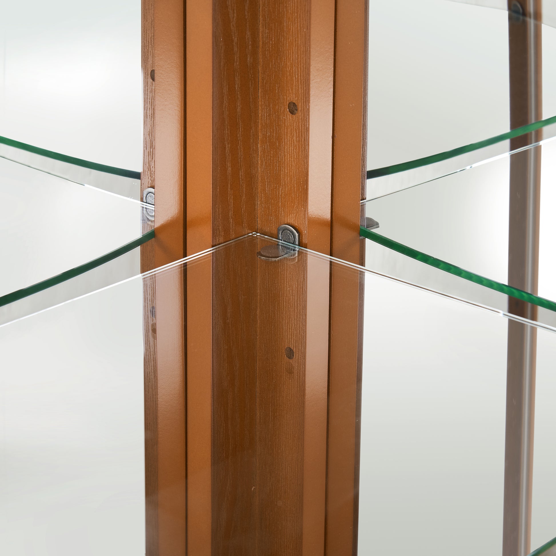 6 Shelf Corner Curio Display Cabinet with Lights, Mirrors and Adjustable Shelves, Oak(E26 light bulb-UH Decor-Default-Urbanheer