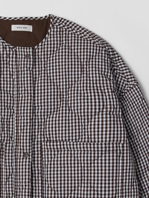 The Rochelle Jacket Quilted Gingham Jacket - Brown