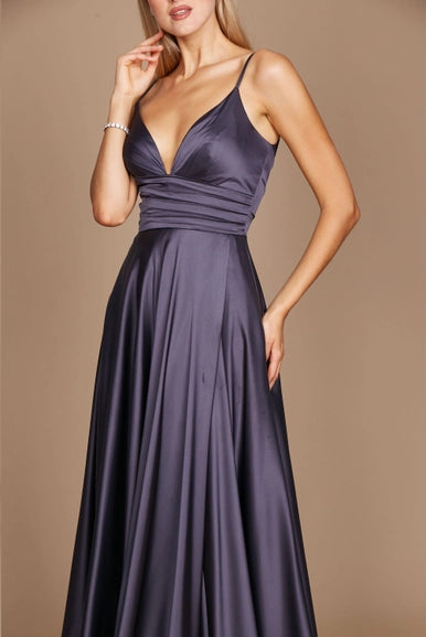 Charcoal Spaghetti Strap Prom Long Formal Gown Wholesale-Dylan & Davids-8-Charcoal-Urbanheer