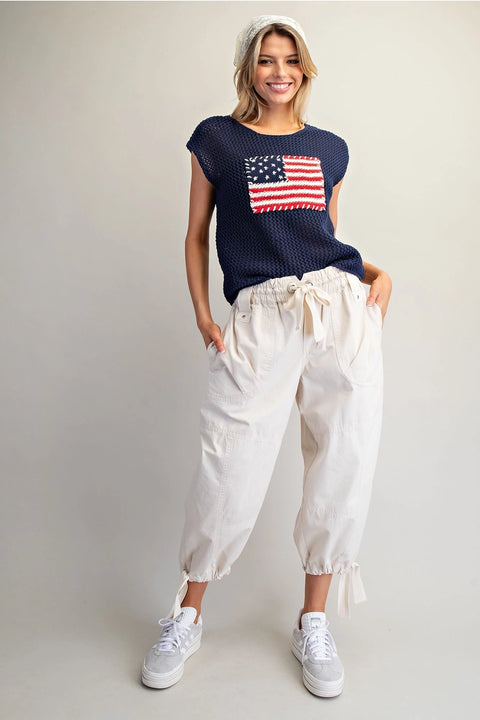 Mineral Washed Tied Cuffed Jogger Pants