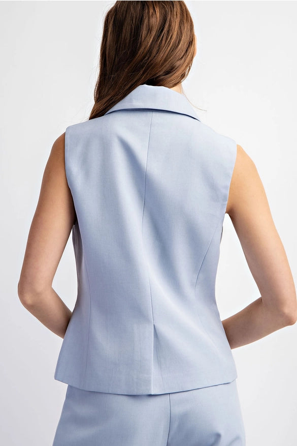 Sleeveless Textured Woven Tailored Vest-Jackets, Vests for Women-EDIT by NINE-S-Urbanheer