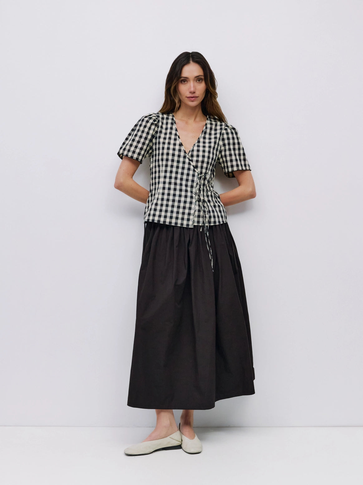 The Bridget Top Gingham Tie Front Blouse