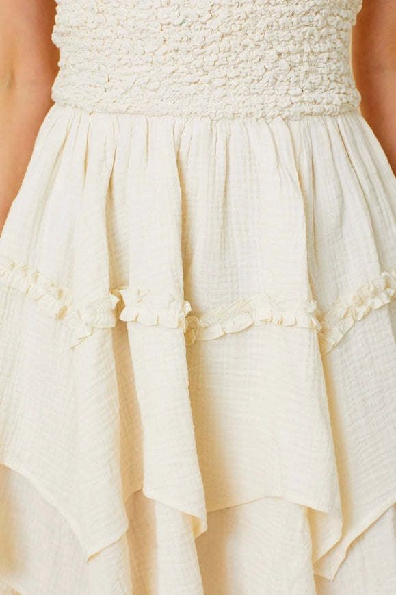 Smocking Bodice Mini Dress Cream-Dress-Baevely by Wellmade USA-CREAM-S-Urbanheer