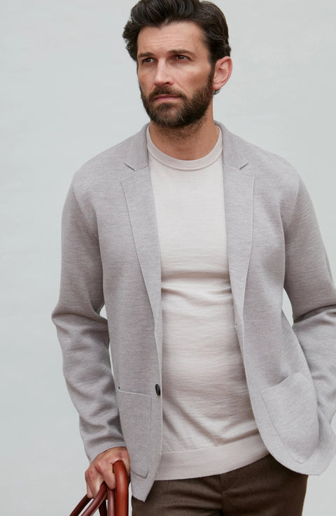 Lightweight Extra Fine Merino Wool Knitted Blazer