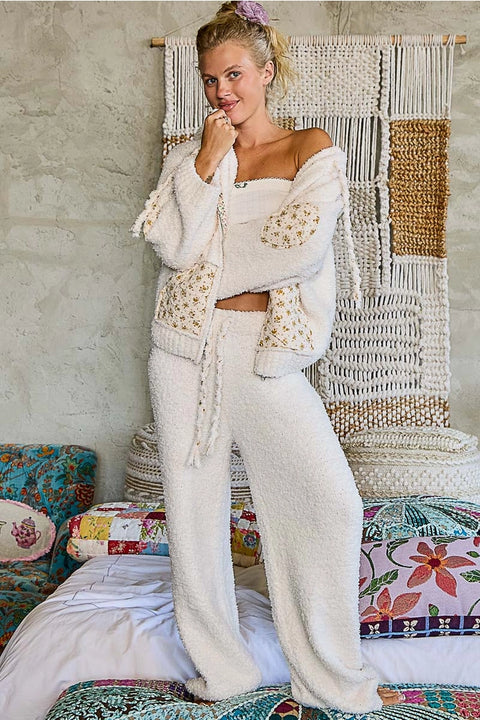 Solid Adjustable Drawstring Waist Casual Sweater Pants