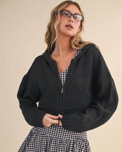 Knit Zip Up Hoodie Sweater