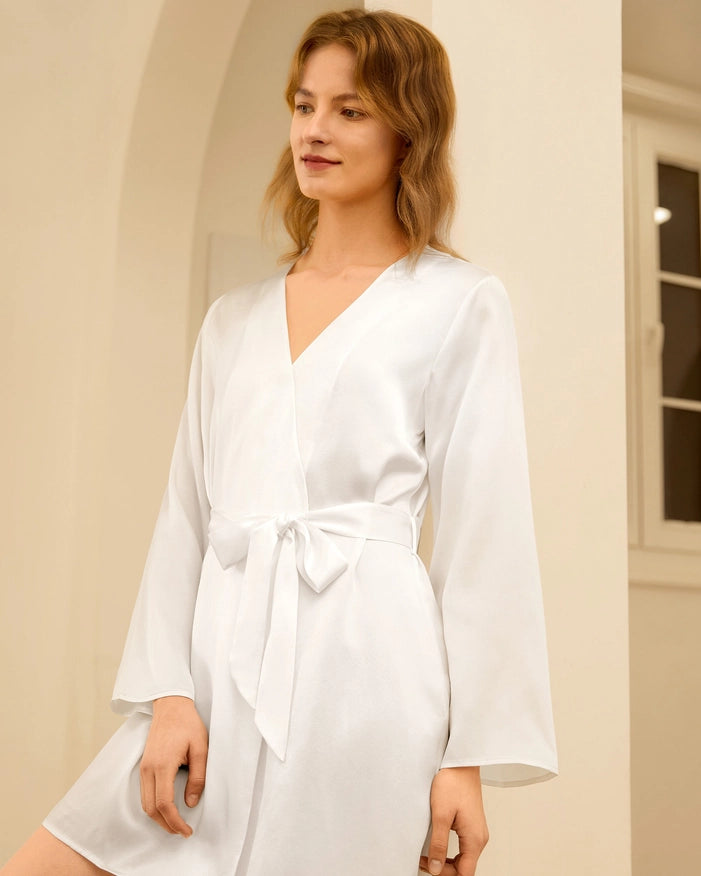 Loose Collarless Silk Robe Ivory-Robe-MommeSilk-XS-Urbanheer
