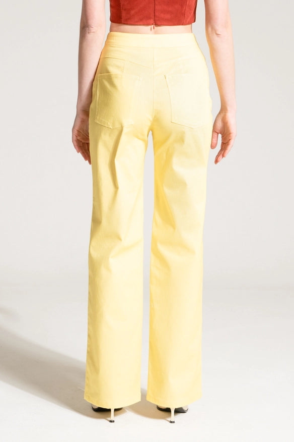 Yellow Straight Trousers-TROUSERS-Nicole Baratta-38-Urbanheer