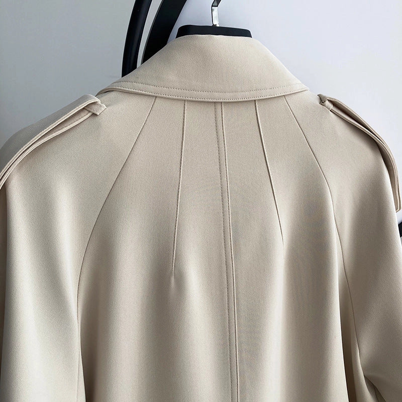 Draping British Loose Mid-Length Over The Knee Trench Coat Beige-Coat-Blak Wardrob-S-Urbanheer