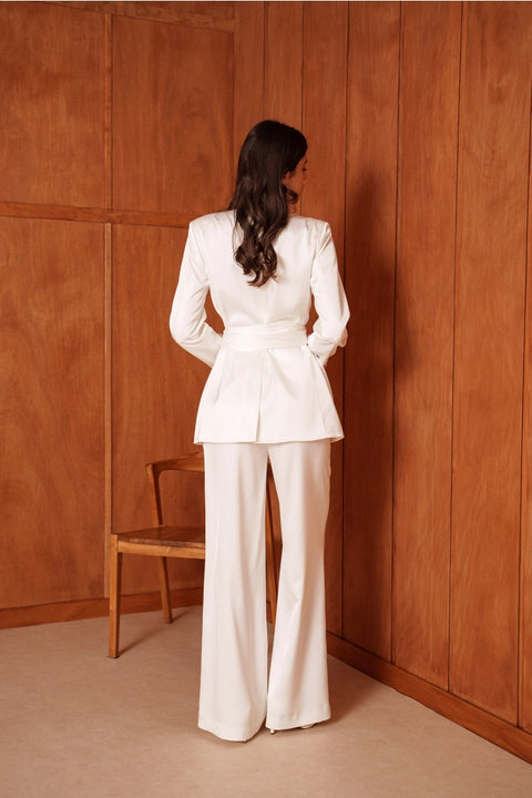 Fluid Satin Jacket with Scarf