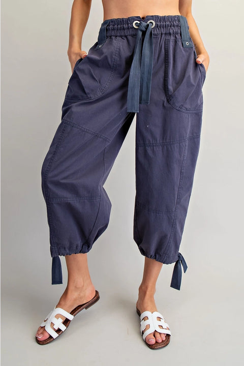Mineral Washed Tied Cuffed Jogger Pants