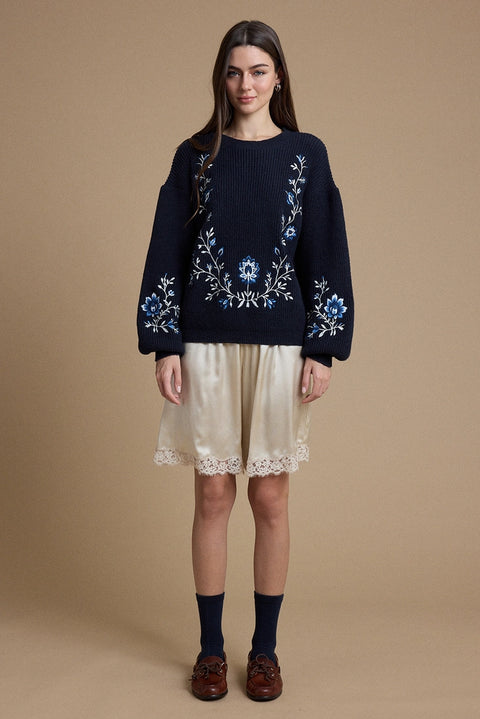 Floral Embroidered Sweater