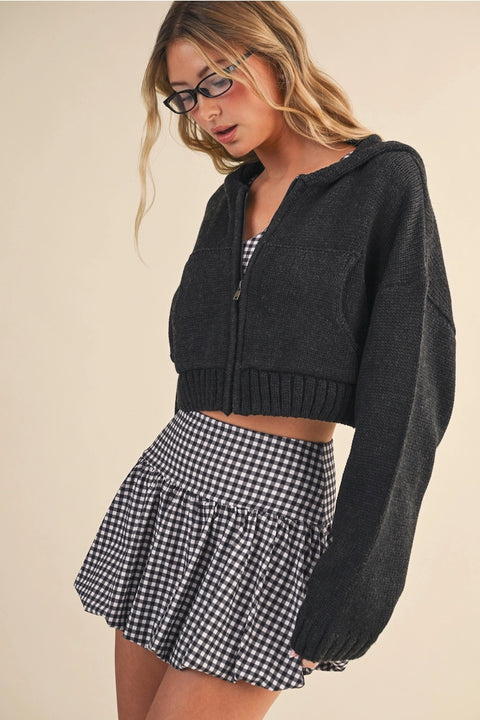Knit Zip Up Hoodie Sweater