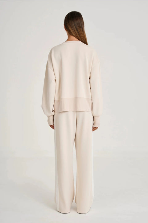 Soft Luxury Contrast Wide Leg Track Pant