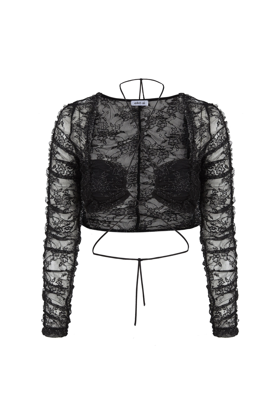 Lace Top Win - Black Floral-Clothing - Women-eikō ai-S-Urbanheer