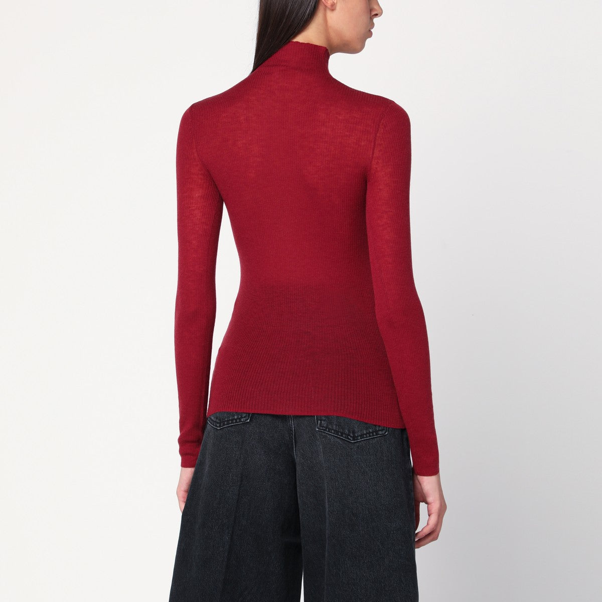 6397 Bordeaux semi-sheer turtleneck