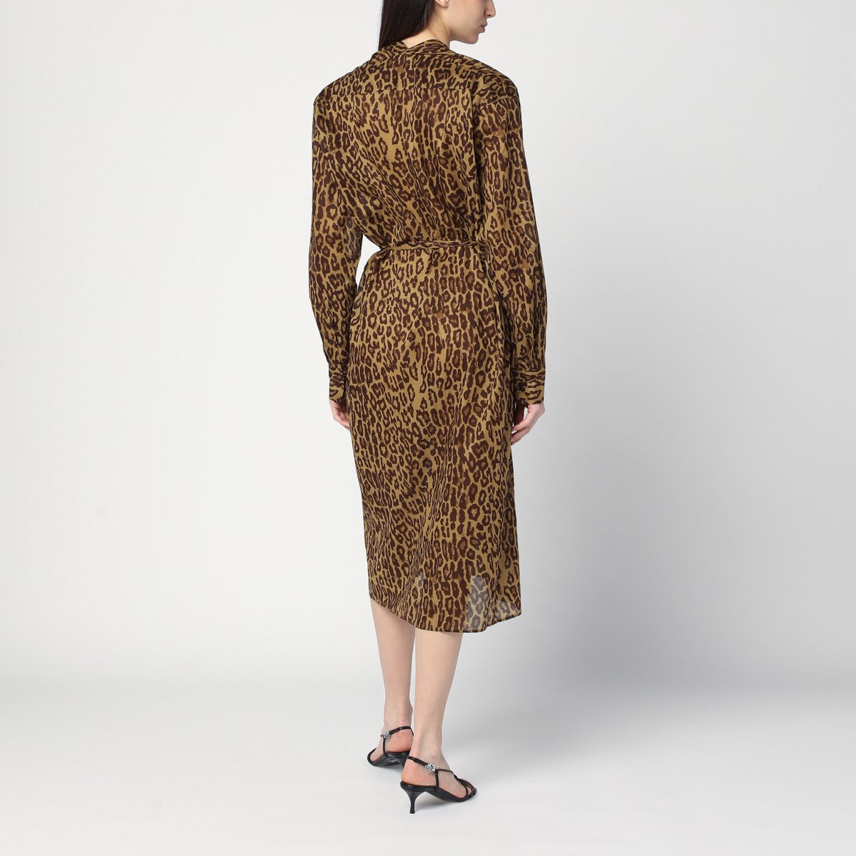 6397 Leopard-print shirt dress in cotton voile