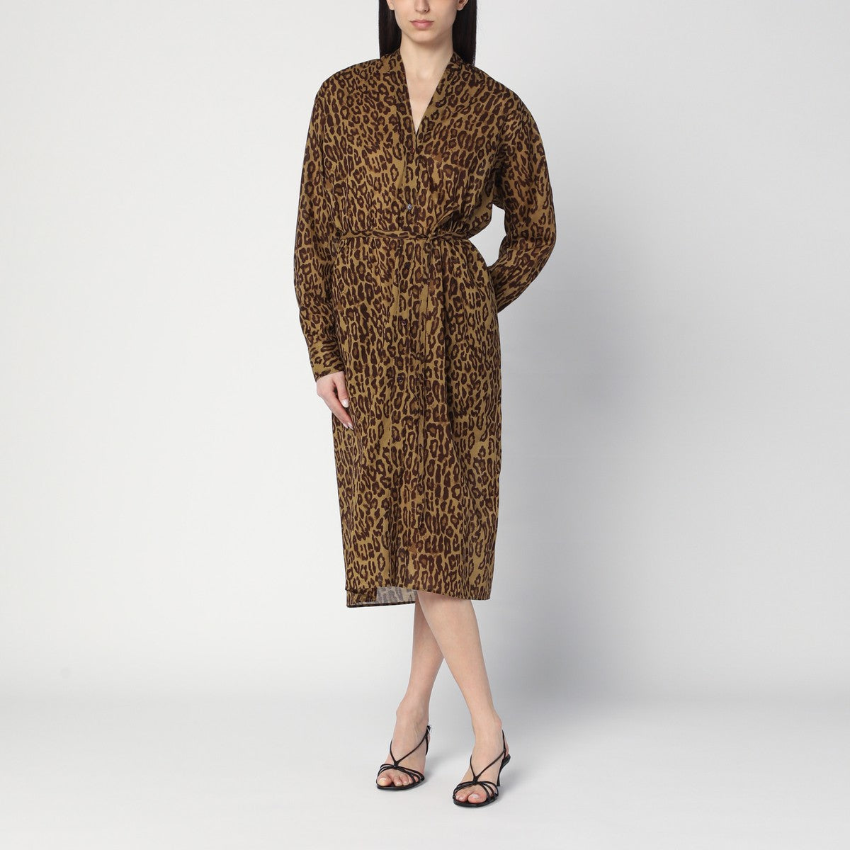 6397 Leopard-print shirt dress in cotton voile