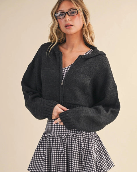 Knit Zip Up Hoodie Sweater