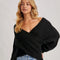 Crossover Ribbed Pullover Sweater