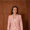 Fitted Double-Breasted Tweed Blazer with Subtle Threads