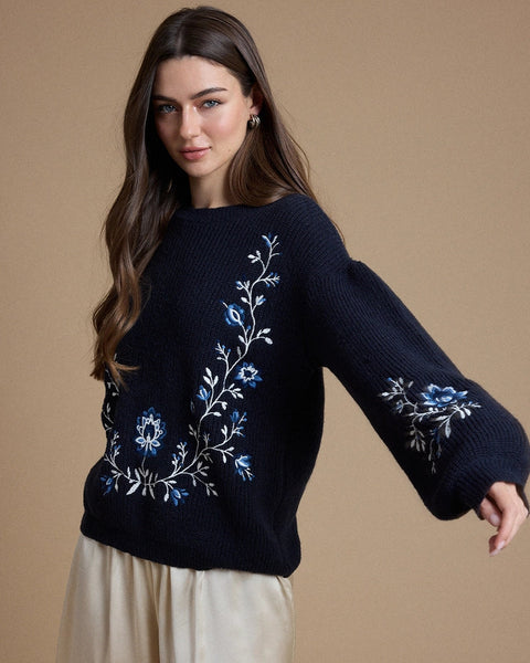 Floral Embroidered Sweater
