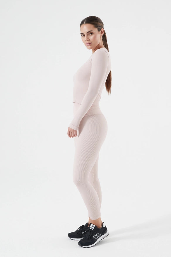 Rib Seamless Longsleeve Blush-Long Sleeve Tops-Nux Active-S-Urbanheer