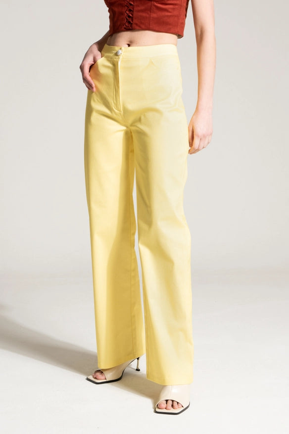 Yellow Straight Trousers-TROUSERS-Nicole Baratta-38-Urbanheer
