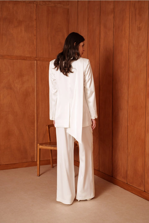 Fluid Satin Jacket with Scarf